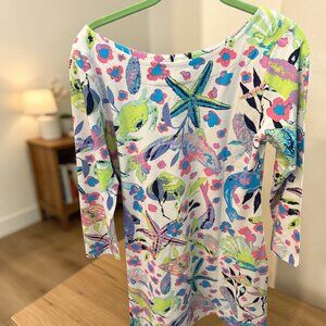 ANA Clare Tropical Floral Shift Dress Medium Beach Resort